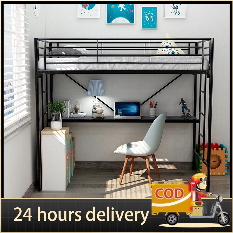 (READY STOCK) Loft Bed Bunk Bed Frame High Loadbearing Iron Frame Bed