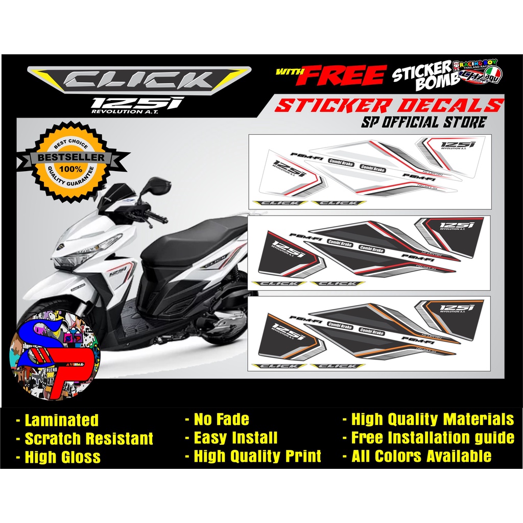 CLICK 125i Honda stock sticker decals Durable and High Quality | Shopee ...