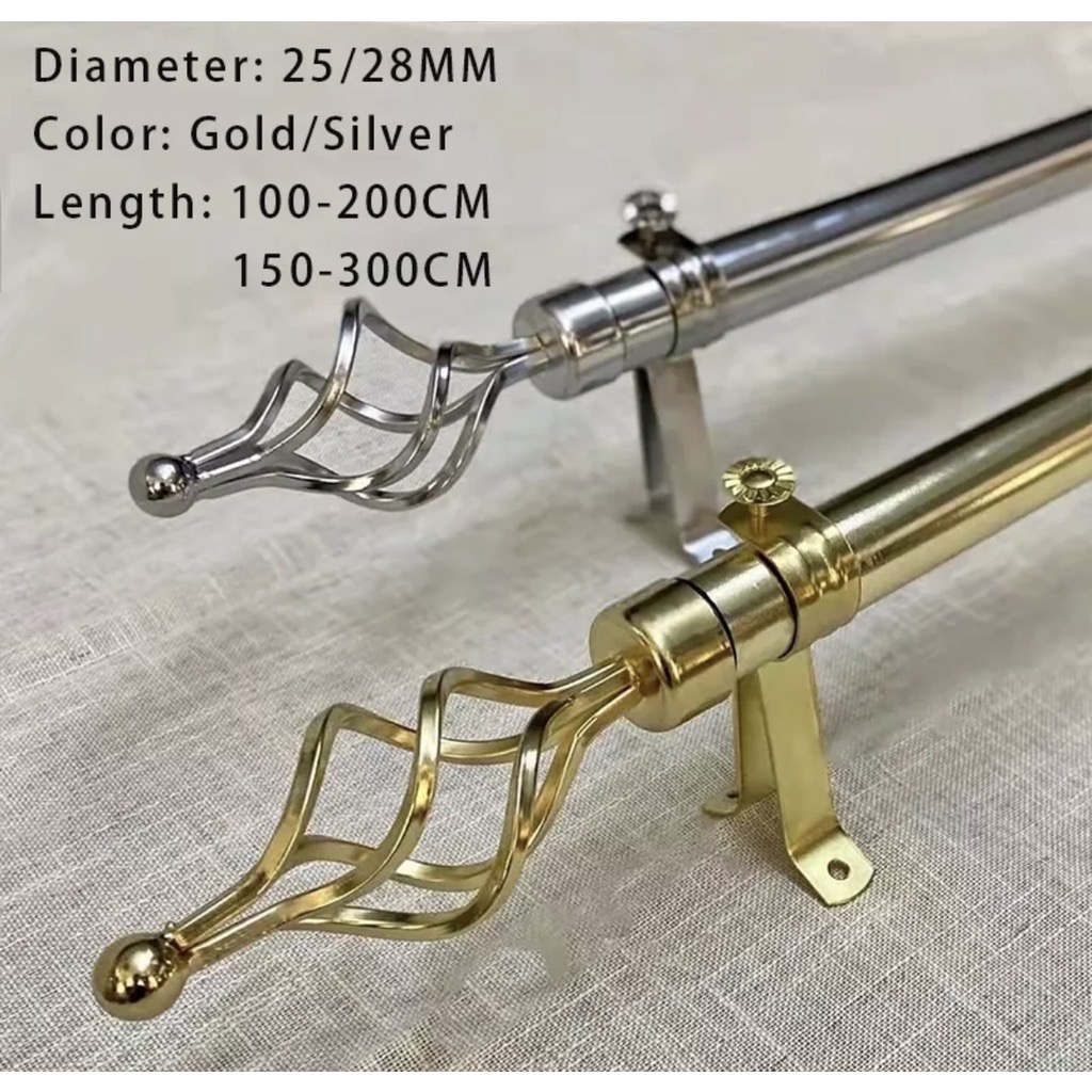 Tubo Curtain Rod Adjustable Rod Gold and Silver Plated For Curtains