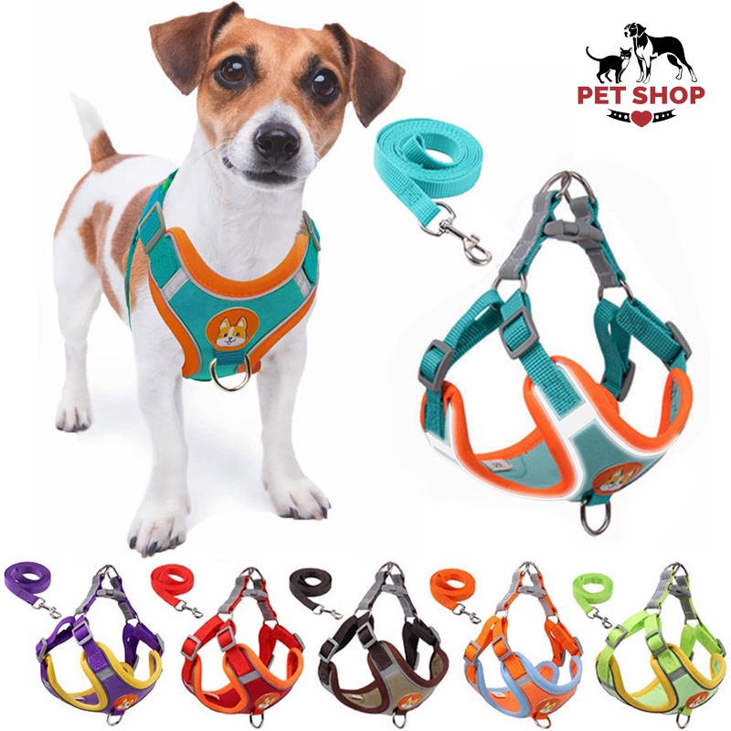 Pet Dog Harness Leash Set Reflective Adjustable Puppy harness Outdoors Walking Running Vest