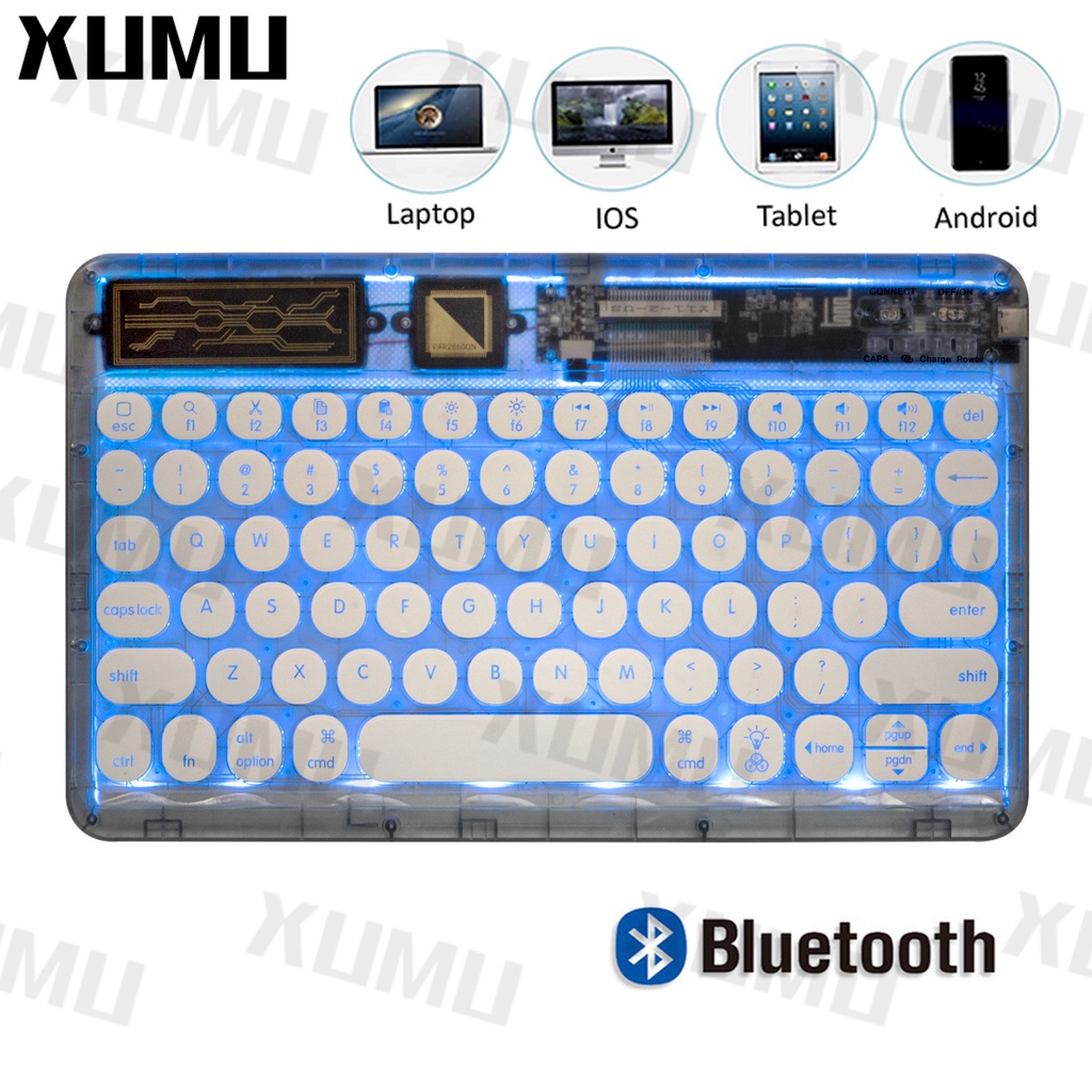 Xumu For iPad Keyboard Rechargeable Transparent Wireless Bluetooth ...