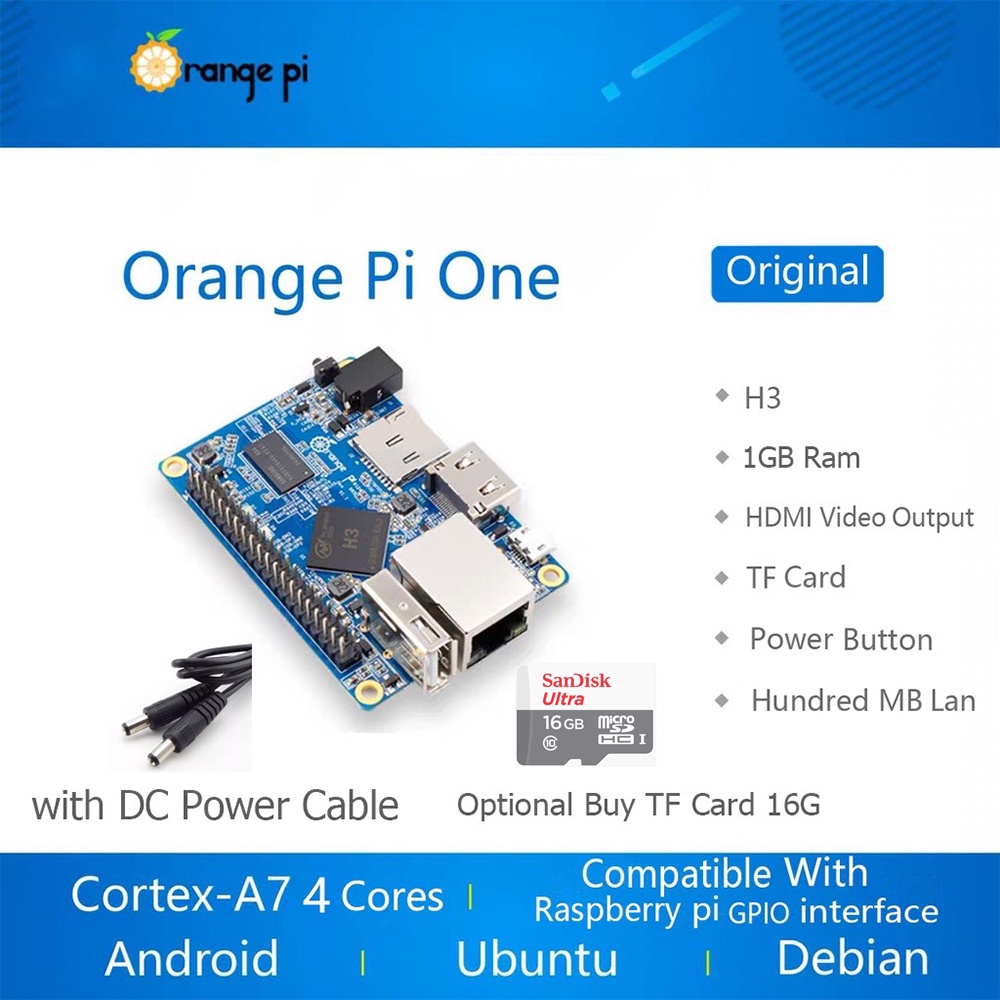 [Original With Logo] Orange Pi One Pc H3 1GB Opi Mini Computer