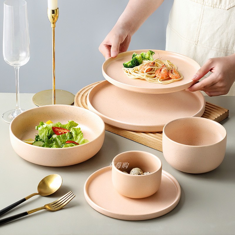 Coarse pottery sesame glaze tableware Modern simple matte frosted