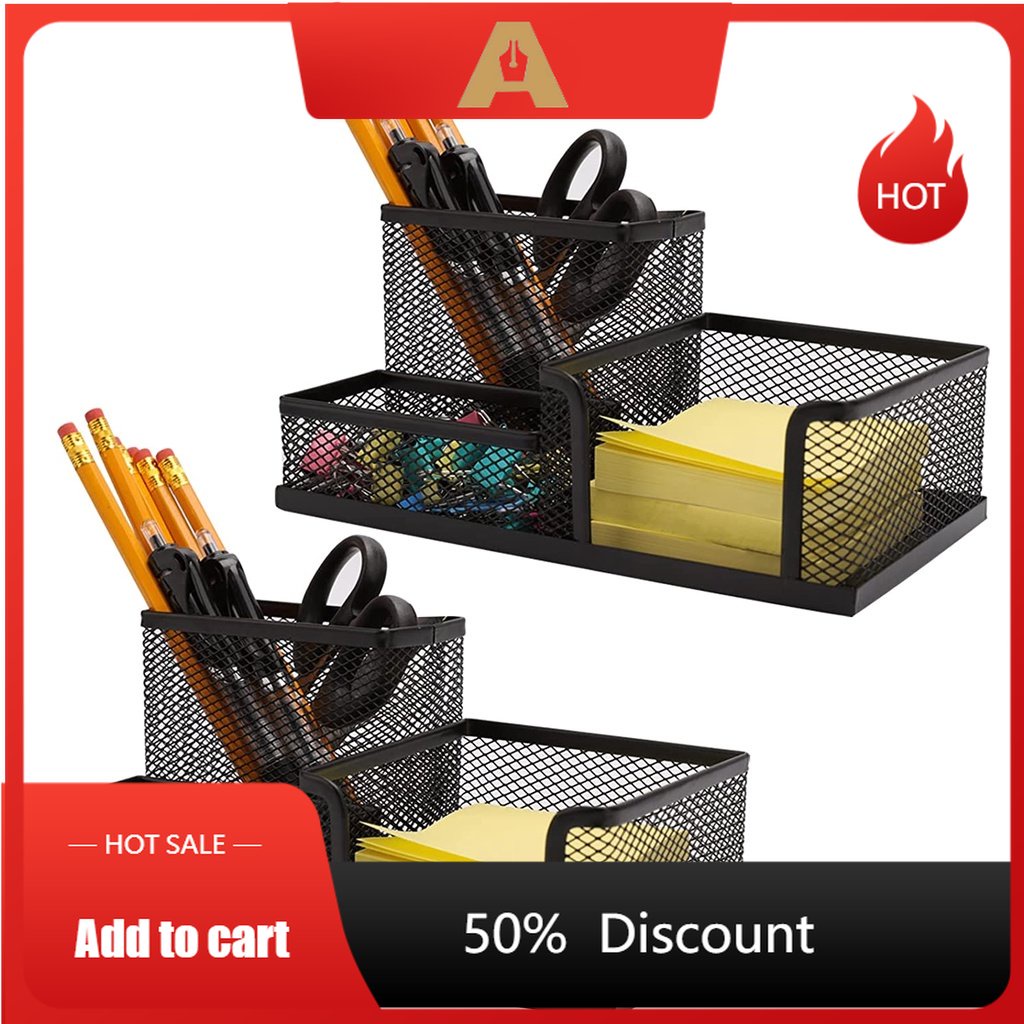 Mesh Desk Organizer Pen Holder Office School Black pen holder Table top
