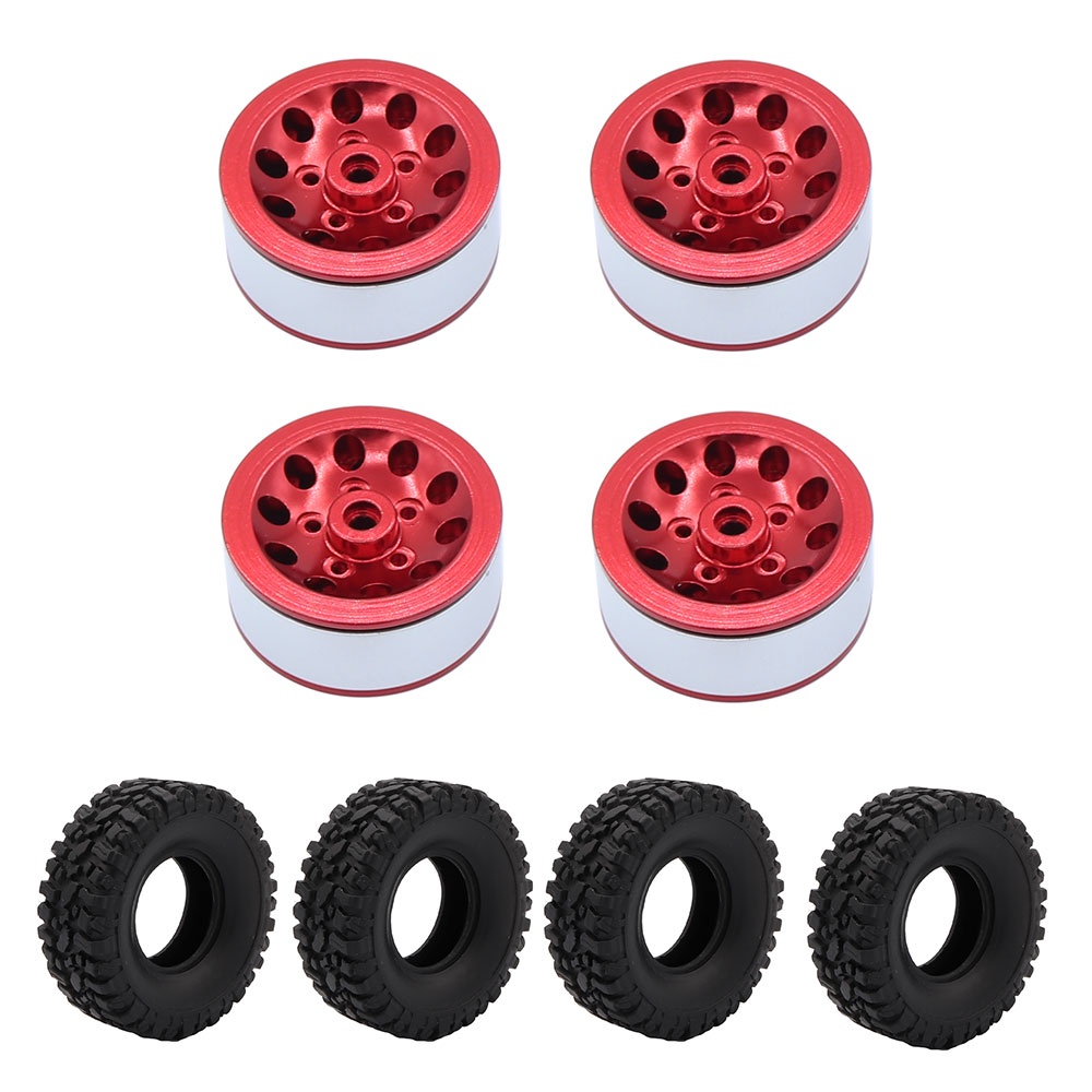MN82 Metal Beadlock Wheel Hub Rims with Tires for 1/16 WPL C14 C24 B14 ...