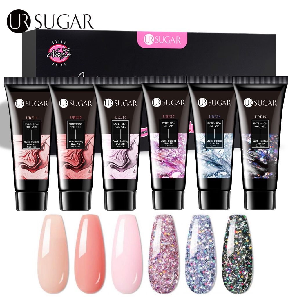 Vernis Semi-permanent UR SUGAR - Pack 6 Couleurs Vives : Blanc, Orange, Rouge, Jaune, Bleu - Gel Pour Ongles