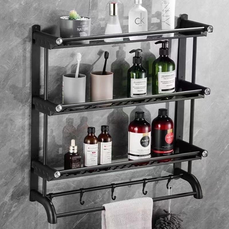 Non-Drilling Bathroom Organizer Rack Towel Rack Corner Shelf Holder ...