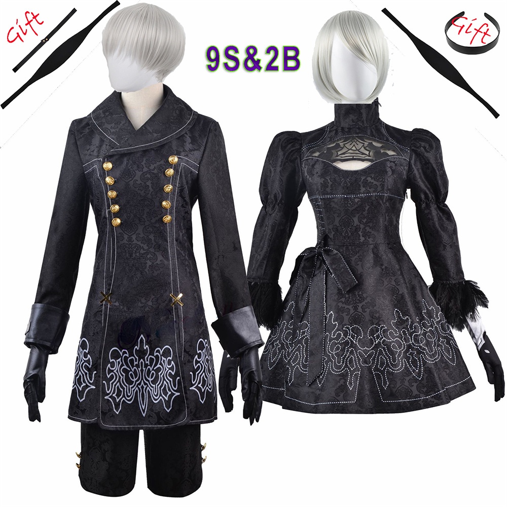 Anime Nier Automata Cosplay 9s Yorha 2b Cosplay Suit Male Women Outfit Wig Disguise Costume Plus 4979