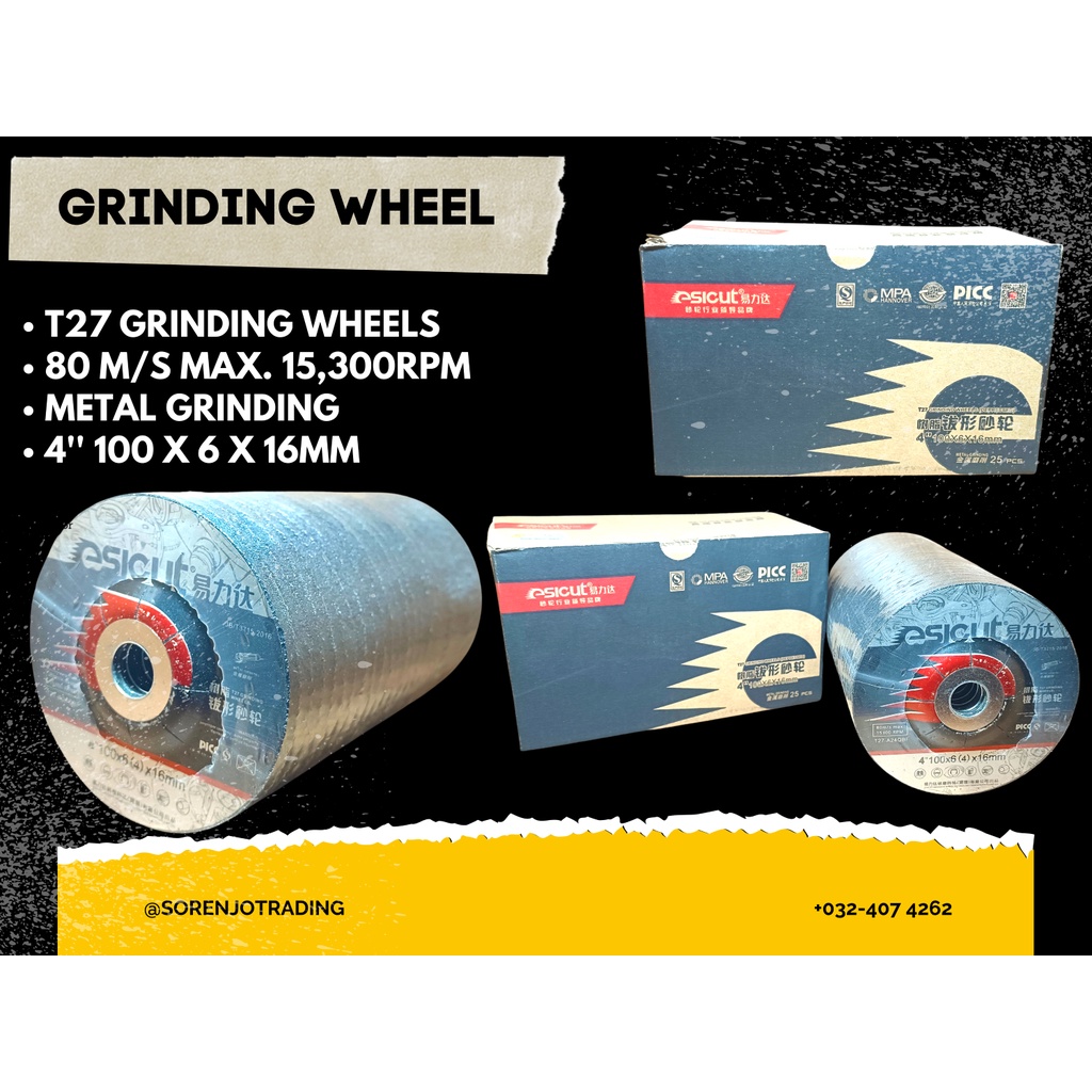 ESICUT GRINDING DISC 4" HEAVY DUTY GRINDING (Class A) Shopee Philippines