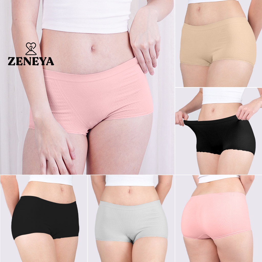 (Set of 3 pcs) Zeneya Seamless Boyleg Boy Leg Panty For Women Lace