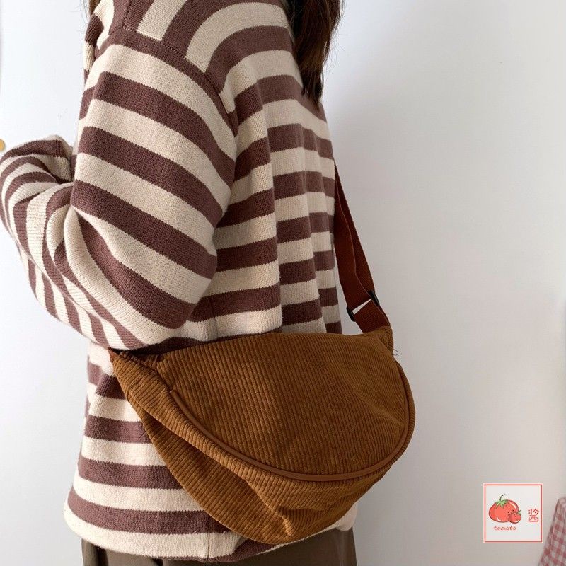 Korean Corduroy Shoulder Bag Sling Bag Women Simple College Student