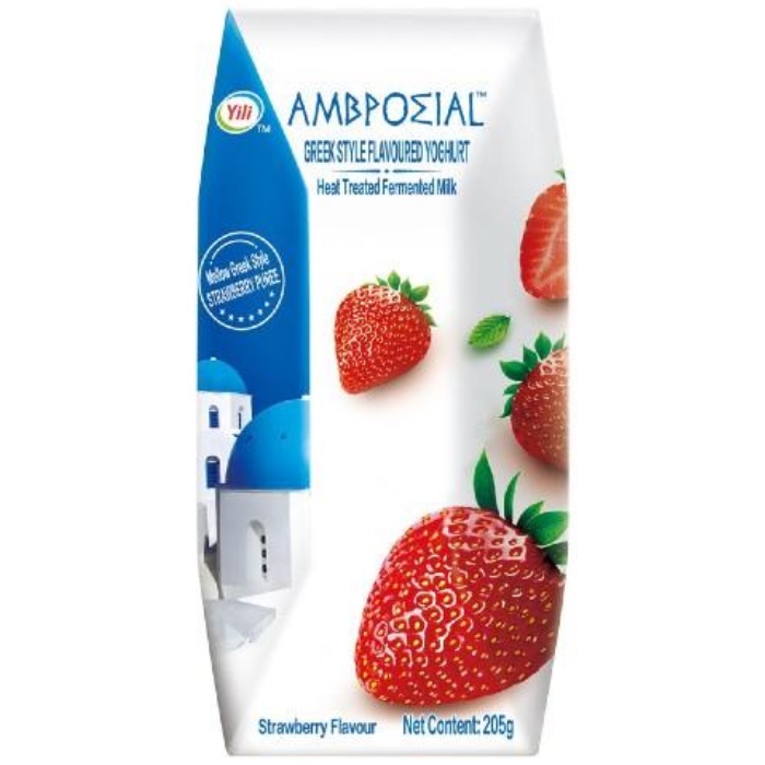 Ambrosial Ready-To-Drink Greek Yogurt Strawberry Flavor 205g-yoghurt ...