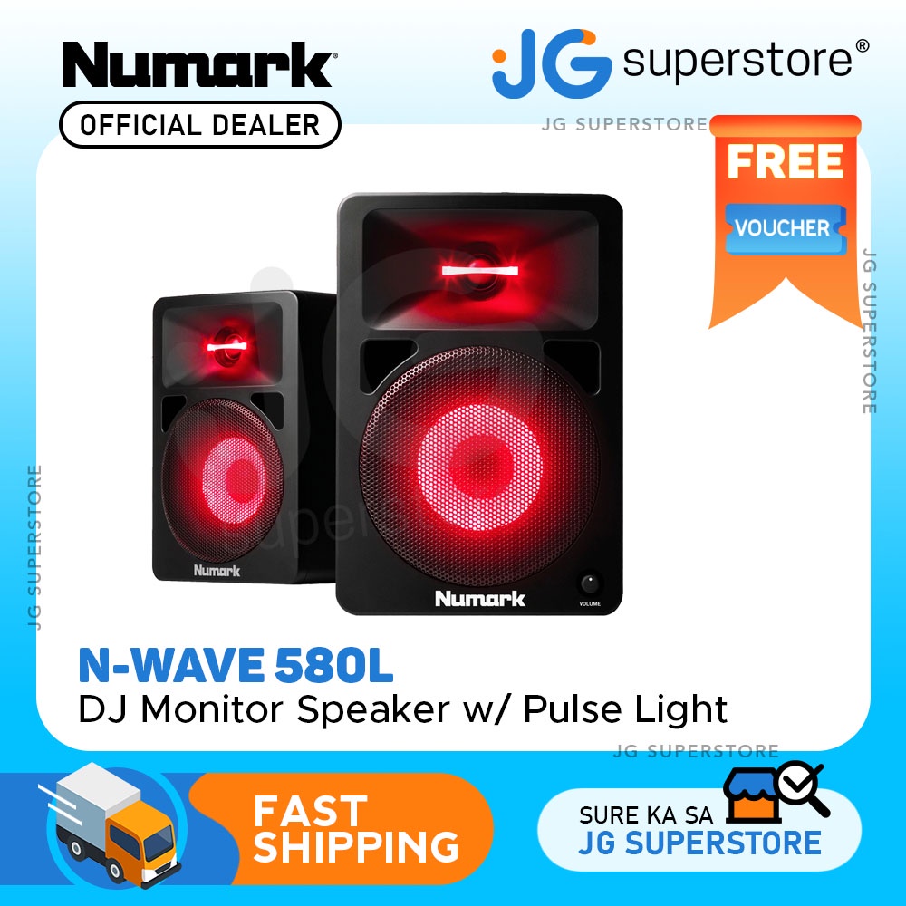 Numark N-Wave 580L Powered Desktop DJ Monitors System with LED