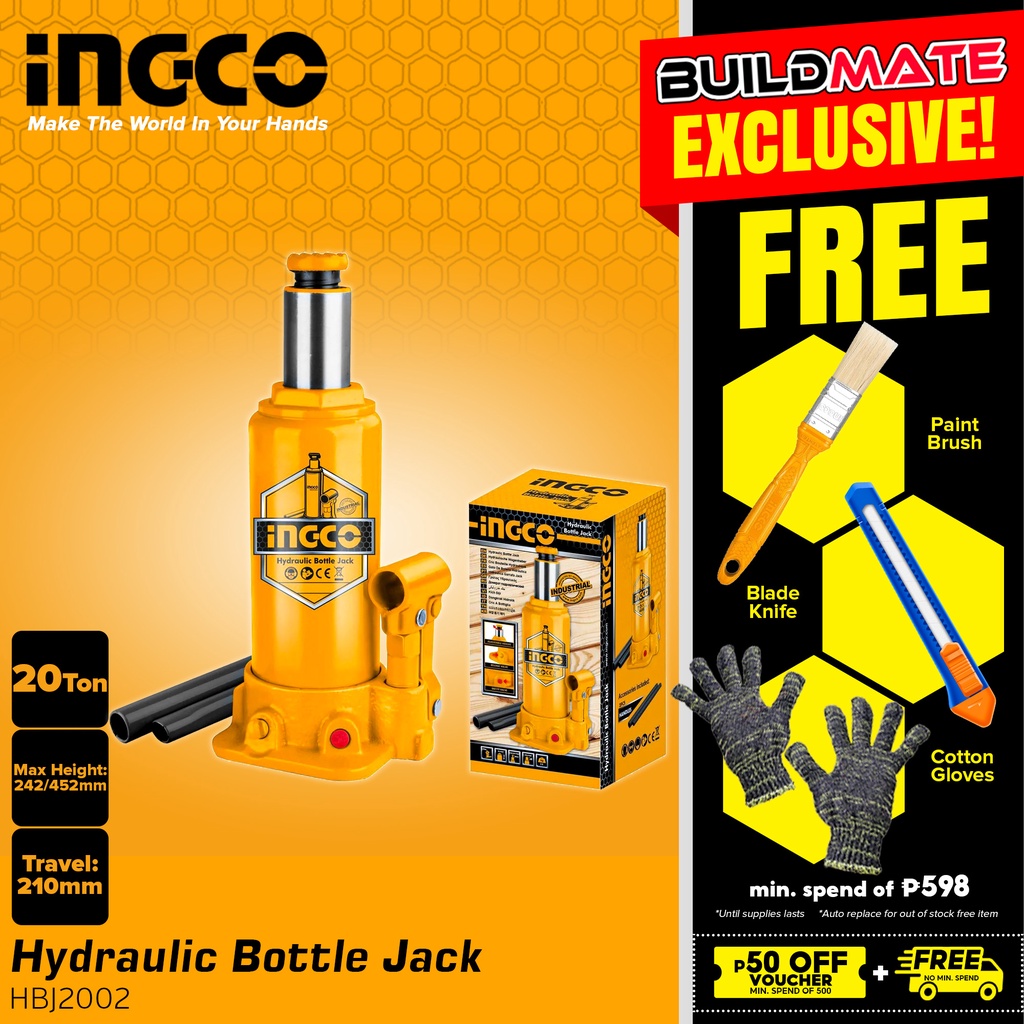 BUILDMATE Ingco Hydraulic Bottle Jack Trolley 10TONS / 20TONS Welded