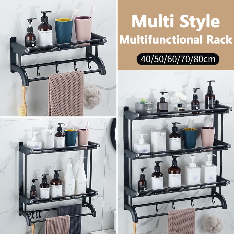 NonDrilling Bathroom Organizer Rack Towel Rack Corner Shelf Holder