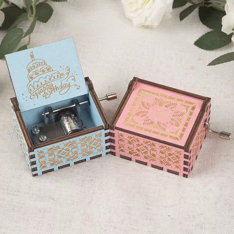 [Coisíní] Happy Birthday Music Box Octave Box Wooden Handcranked Retro