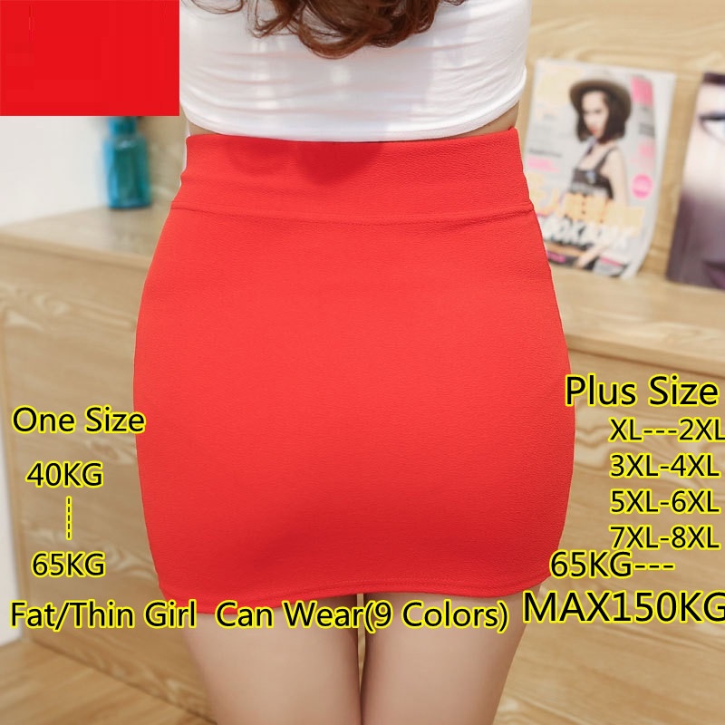 150KG Can wear Plus Size mini Skirt High Waist Hip Wrapped Office skirt Women fashion sexy Elastic Skirt pencil cut skirts Shopee Philippines