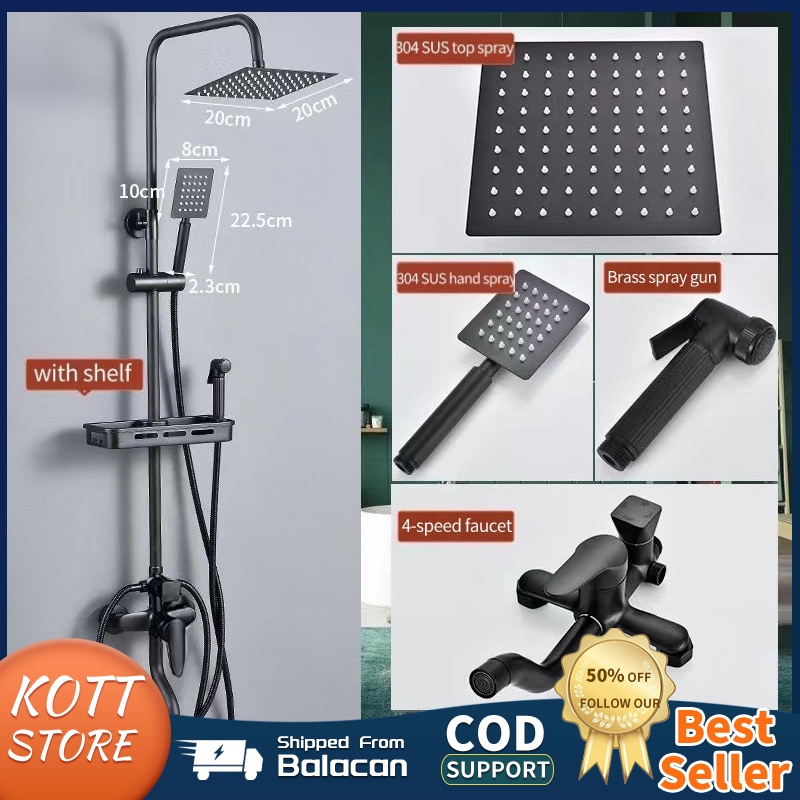 Shower set 304 stainless steel bathroom shower 4 in1 round/square rain