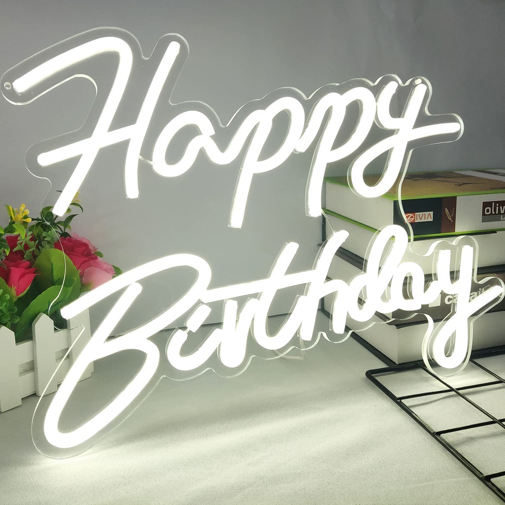Led Happy Birthday Neon Sign for Party Decor Led Neon Light USB Powered ...