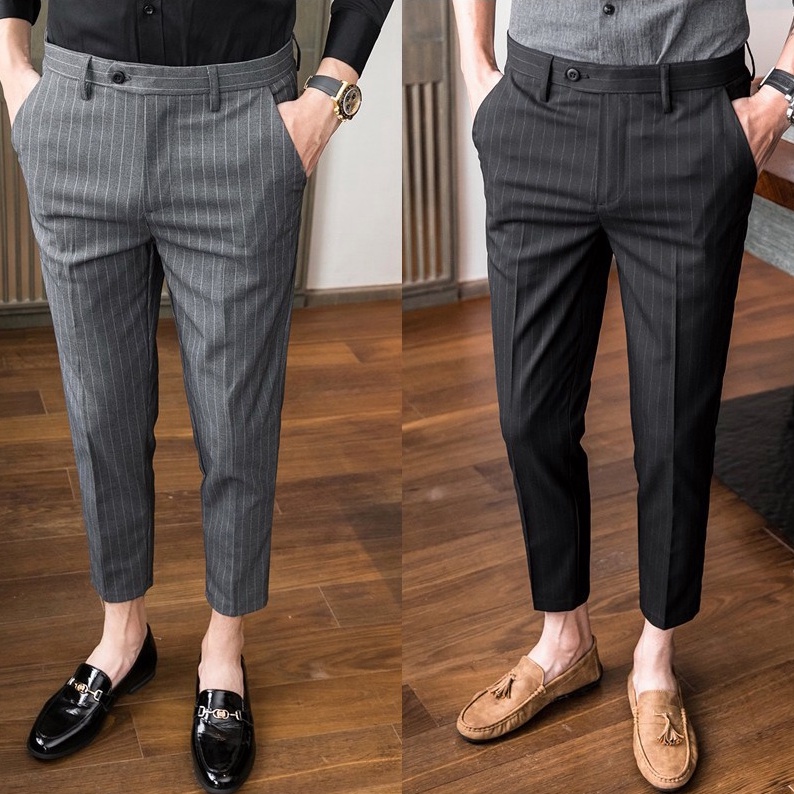 Men's Formal Suit Pants Casual Striped Suit Trousers Korean Version ...