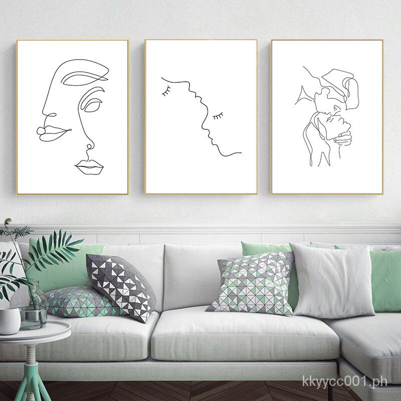 Abstract Lady Line Drawing Picture Home Decor Nordic Canvas Painting ...