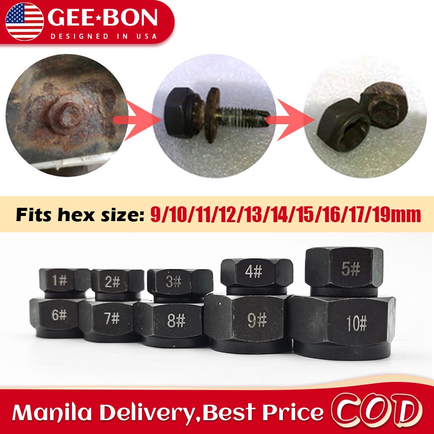 GEEBON Nut Extractor Socket Impact Bolt Nut Screw Remover Tool Set for ...