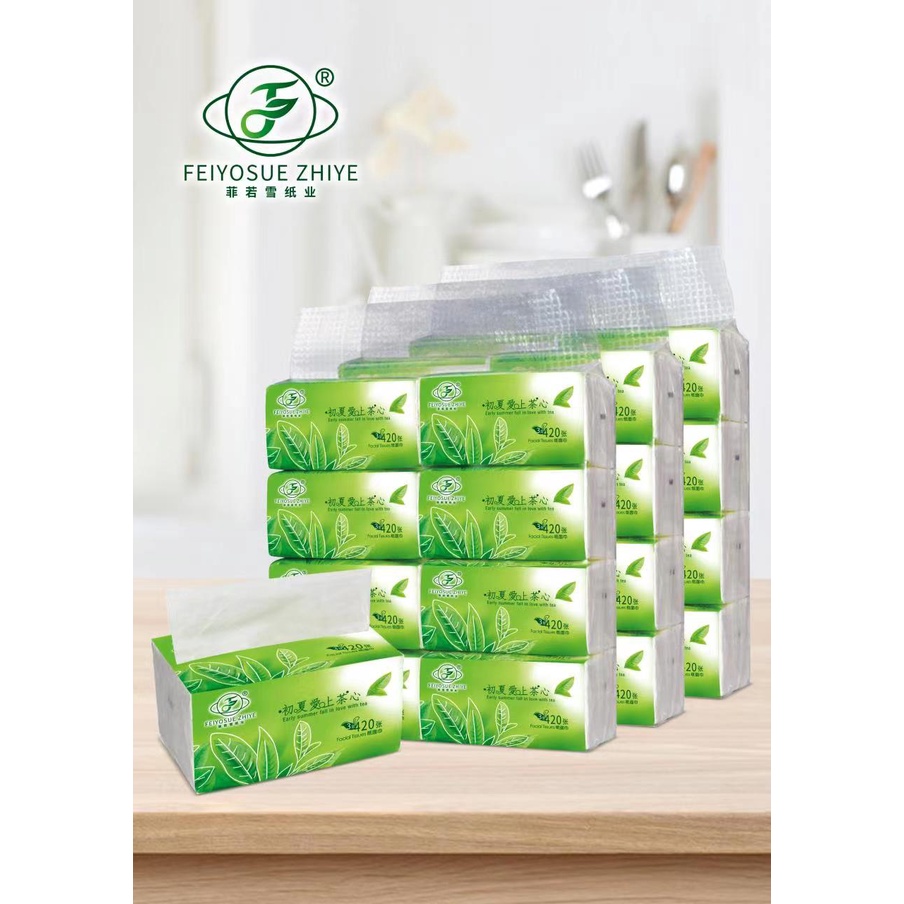 (480 sheets x 8 Packs) TC Organic green tea Facial Tissue Paper towel 3 ...