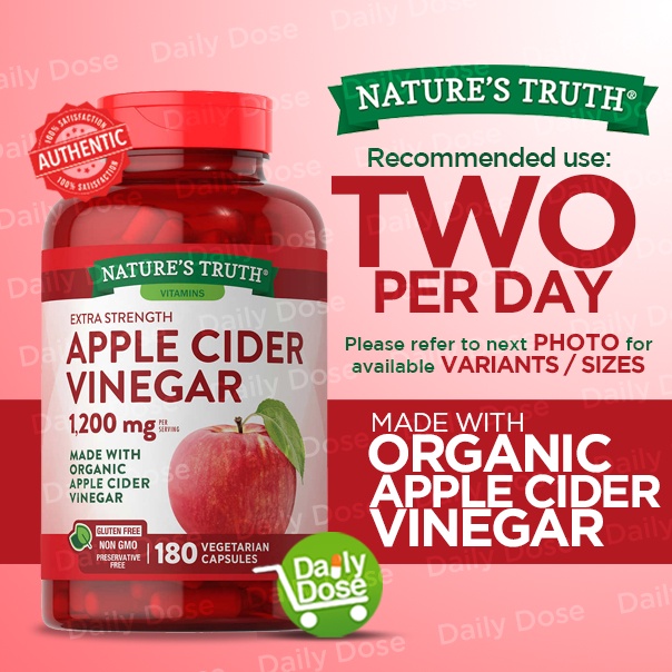 Nature S Truth Vitamins Extra Strength Apple Cider Vinegar 1200mg Capsules Shopee Philippines