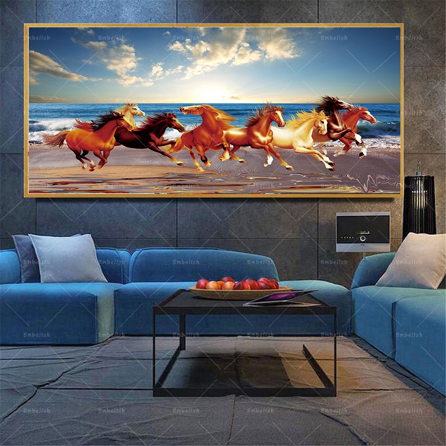 8 Running Horses Animal Canvas Painting House Decoration Living Room ...