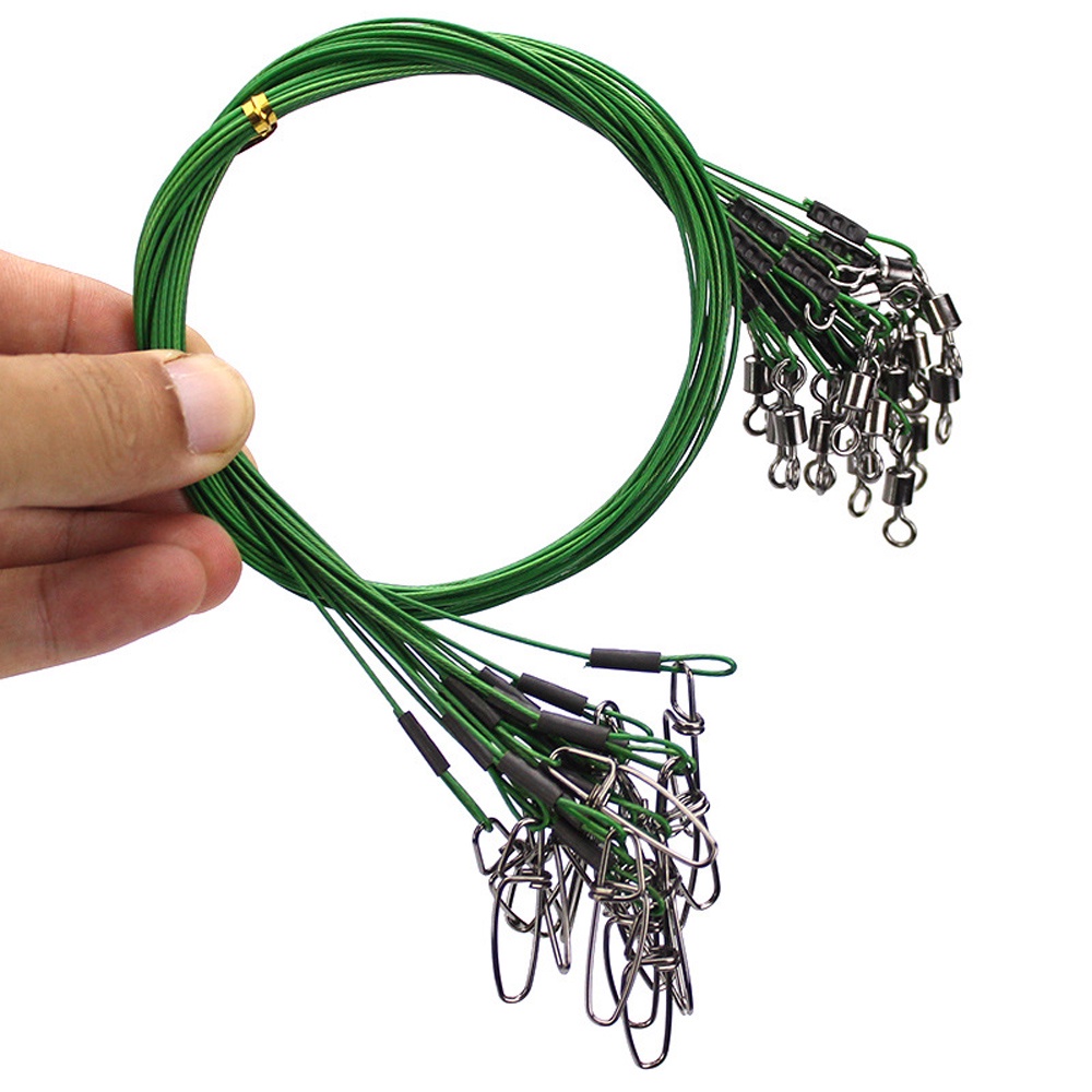 10pcs 50cm Fishing Line Leader Wire Test 88Lbs/40kg Anti-bite Steel ...