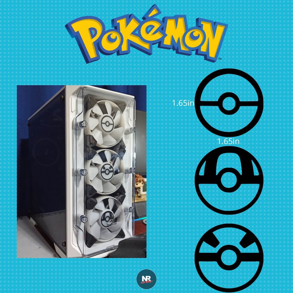 PC Fan Sticker Replacement SET Pokemon Anime Vinyl Decal Sticker PC AND