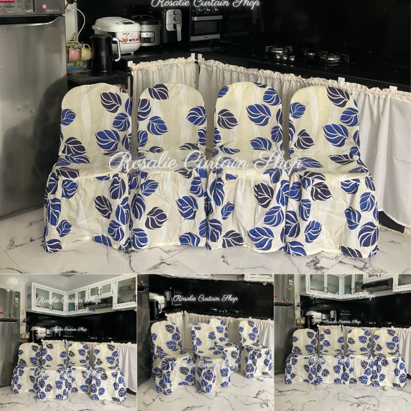 Blue Leaves Monoblock Chair Cover Standard Shopee Philippines