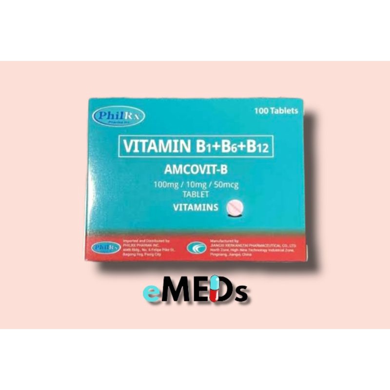 AMCOVIT B Vitamin B-complex 100 Tablets B1+B6+B12 | Shopee Philippines