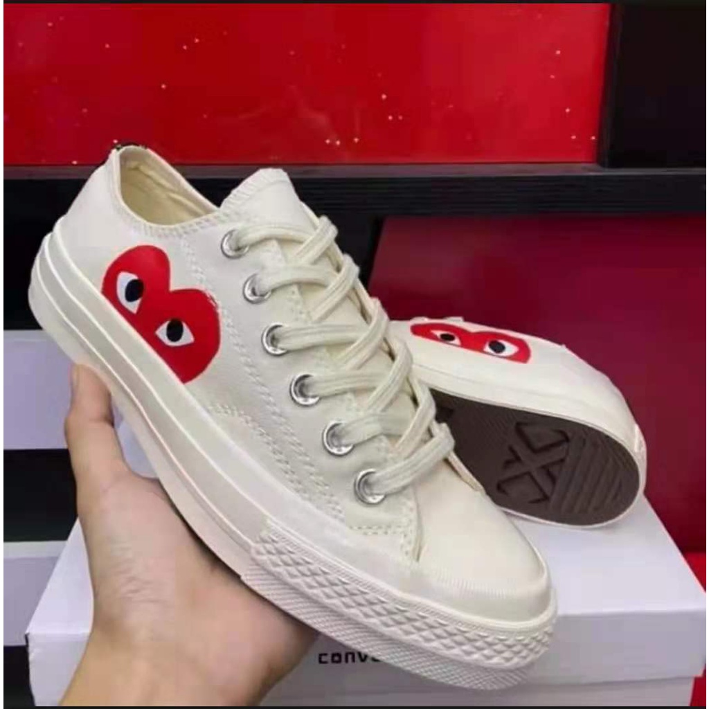 Play Comme des Garcons Converse Red Heart Chuck Taylor All Star 70 Low For Women Men White Shopee Philippines