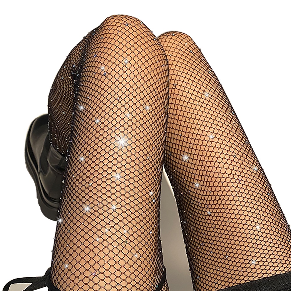 Disco Nightclub Shiny Crystal Grid Diamond Socks Fishnet Large Medium ...