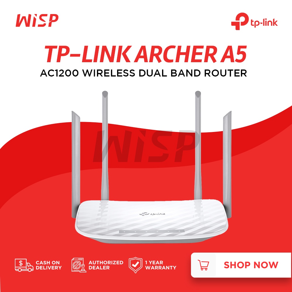 TPLink ARCHER A5 AC1200 Wireless Dual Band Router 2.4Ghz & 5Ghz WiFi