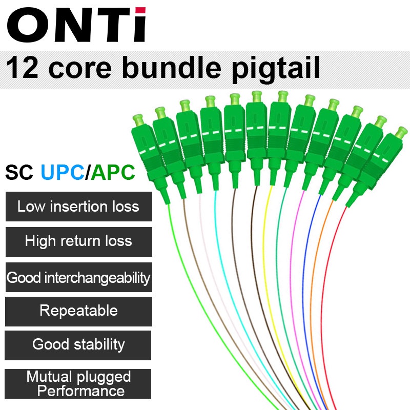 ONTi Fiber Optic Pigtail Cable Single Mode 12Cores SC/UPC APC 0.9mm ...