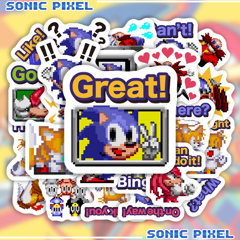 【24pcs】Sonic Pixel Artwork emoji sticker sets - Vinyl Waterproof ...