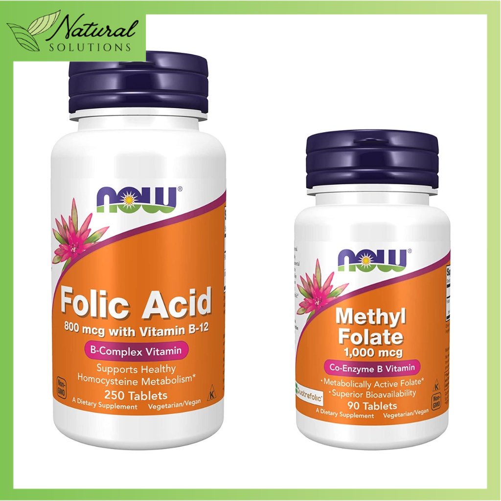 Natural Solutions Now, Folic Acid, 800 mcg, B12, Methyl Folate Tablets Shopee