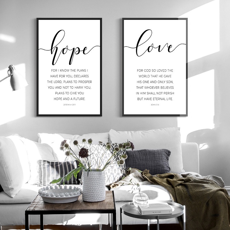 Faith Hope Love Print Bible Verse Canvas Painting Christian Poster Wall ...