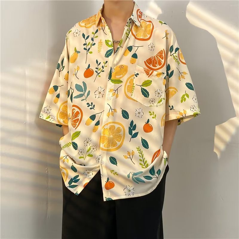 M-XXXL Summer Japanese Style Men's Fashion Short Sleeve Hawaiian Polo ...