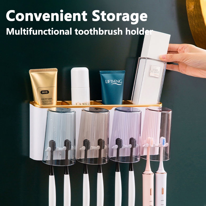 Toothbrush Organizer Toothbrush Holder Wall Mount Storage Toothpaste ...
