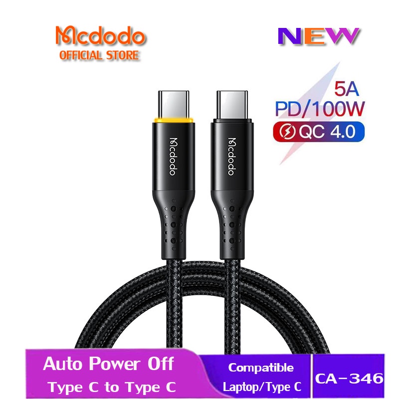 Mcdodo Auto Power Off W Fast Charging V A Usb C To Type C Cable Compatible For Samsung