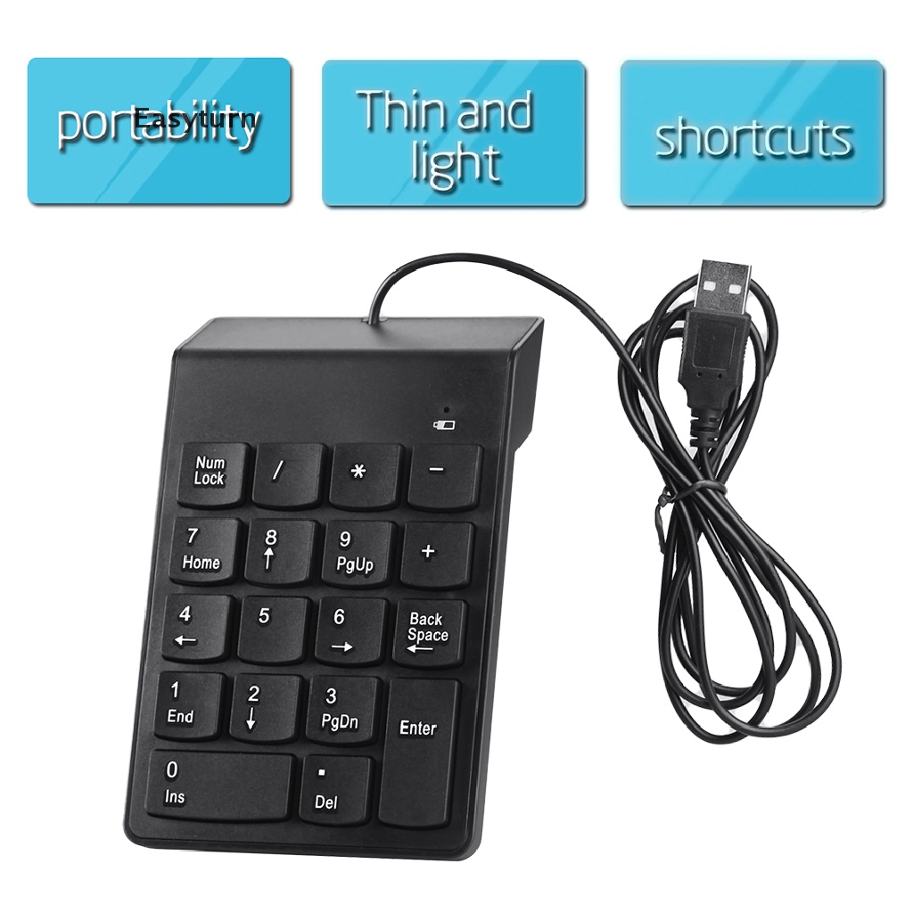 Easyturn USB Number Pad Numpad Numeric Keypad 18 Keys Keyboard For Laptop Deskto PC New ET