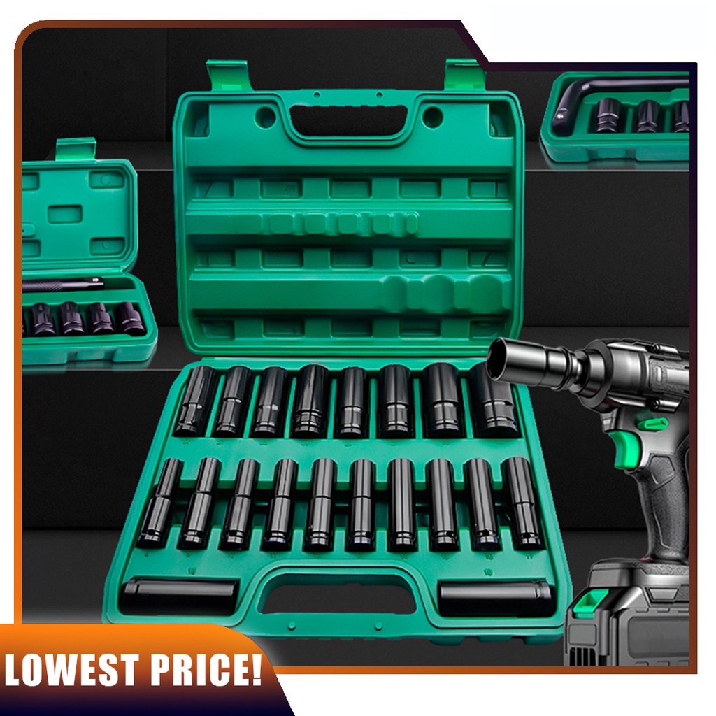 1/2 inch 20PCS 8-32mm Impact Socket Kit, Wrench Adapter Hand Hex Socket ...