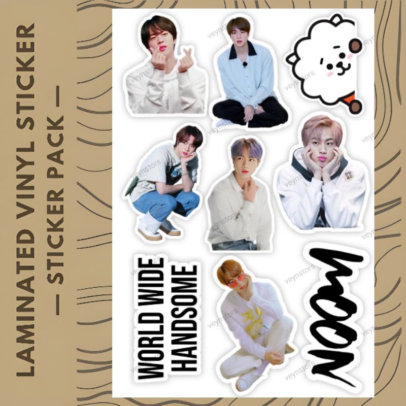 BTS KIM SEOK-JIN LAMINATED VINYL STICKER PACK (PACK OF 9) | Shopee ...