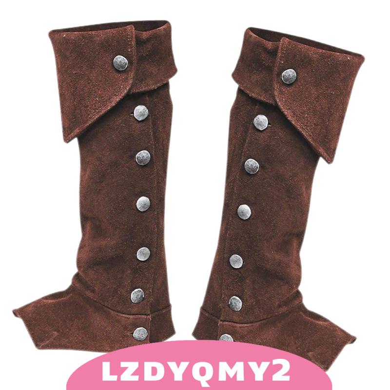 [lzdyqmy2] Faux Leather Medieval Knight Boot Covers Spats Waterproof ...