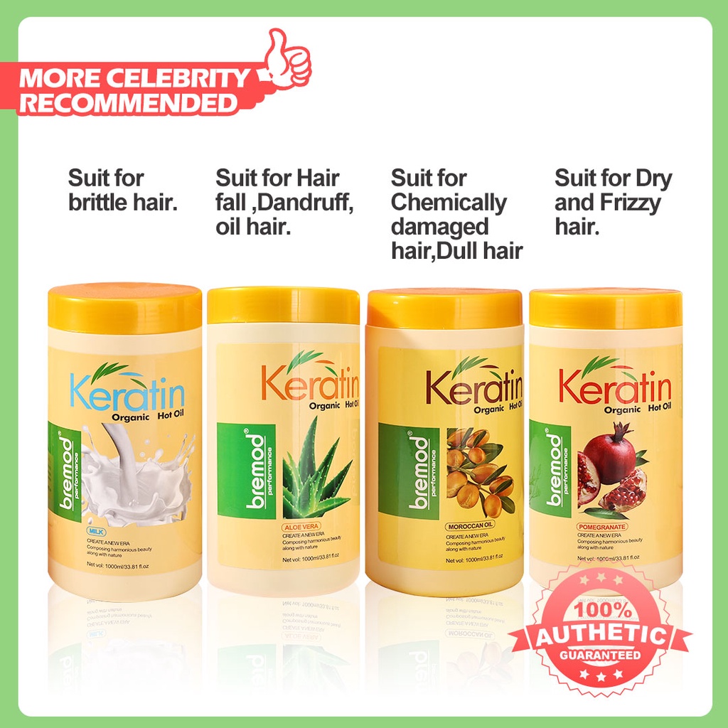 Bremod Keratin Organic Hot Oil 1000ml 501450 good for hair loss and