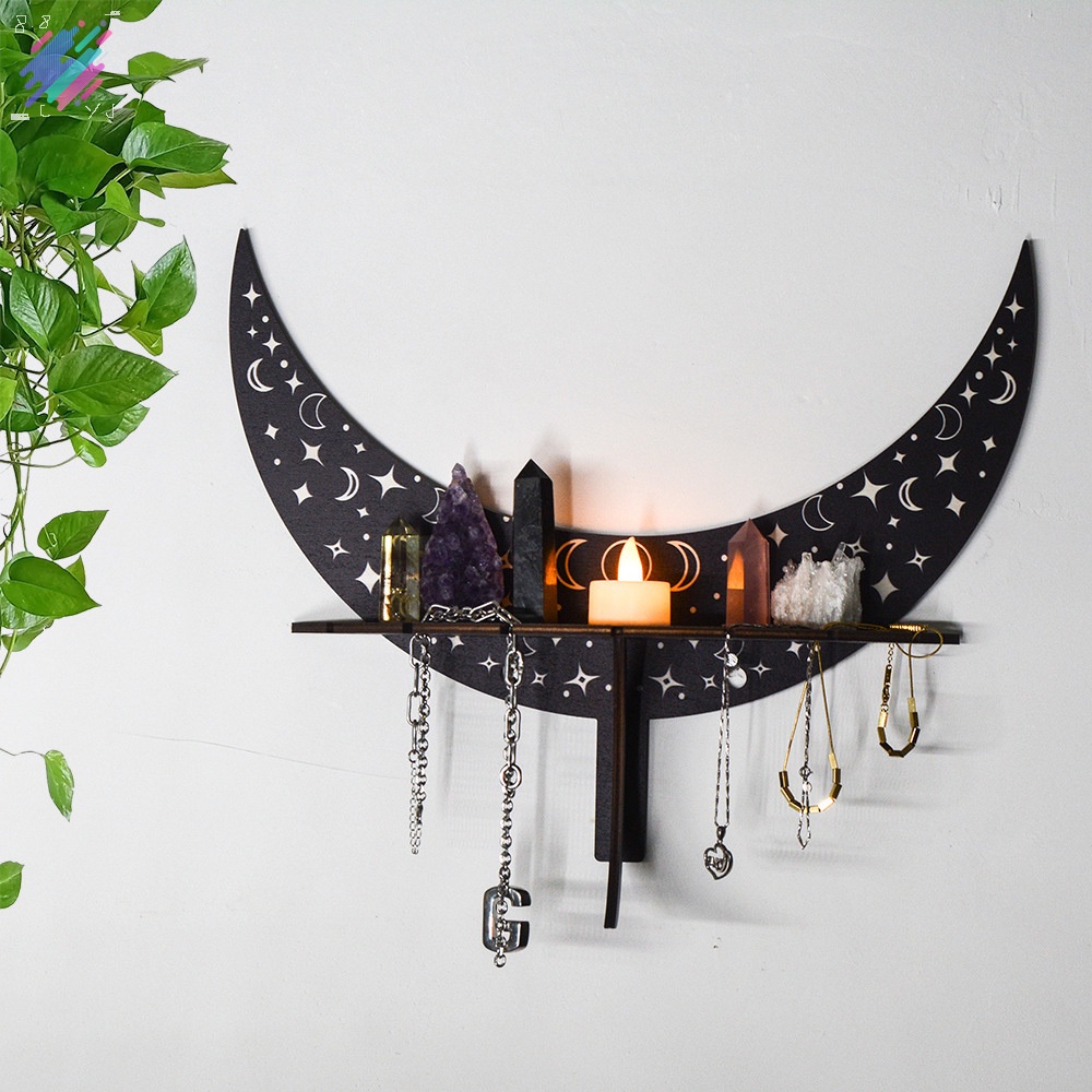 Rustic Black Crescent Moon Shelf Maison Crystal Arts Display ...