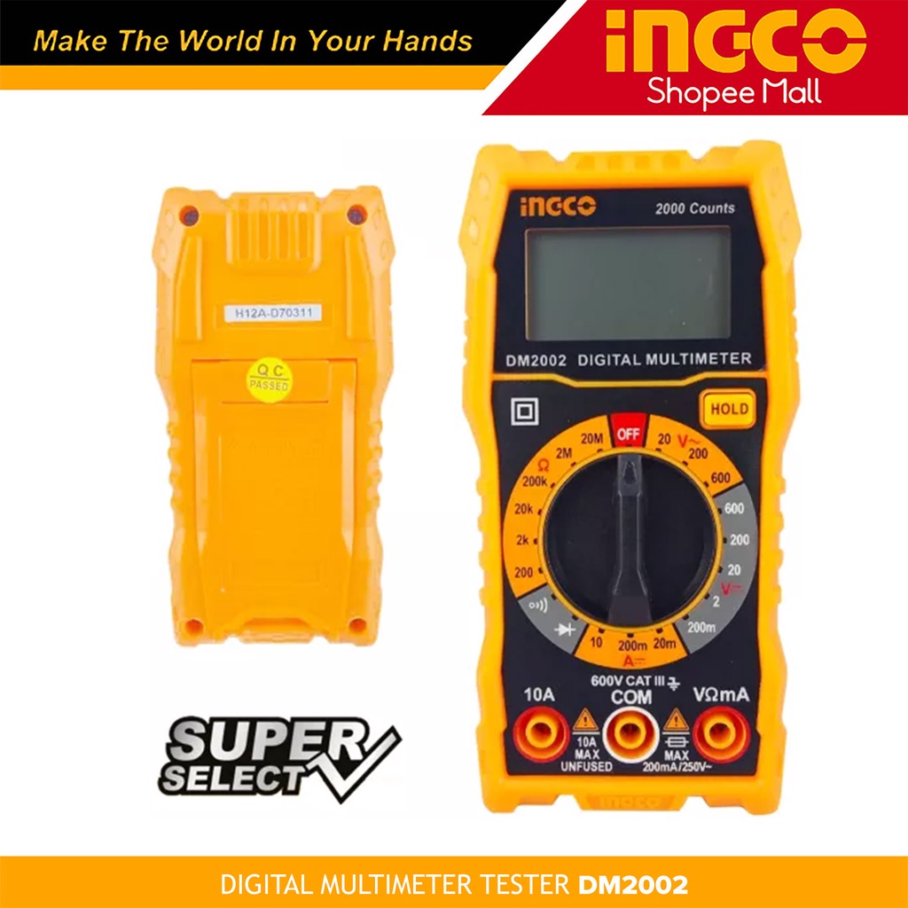 Ingco DM2002 Digital Multimeter Tester Electrical Test Tool CAT.III